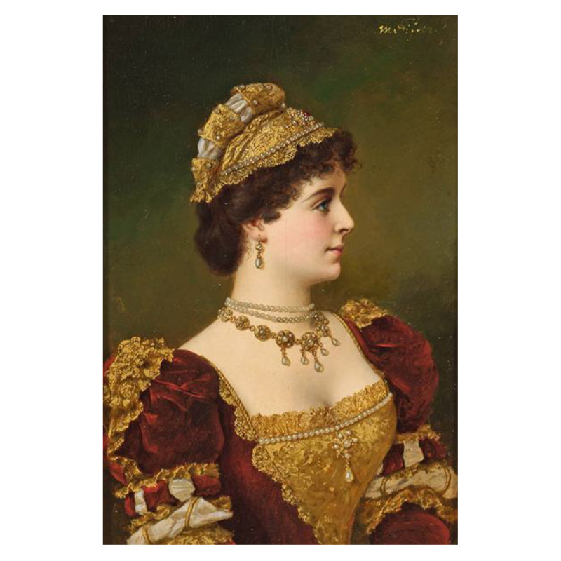 Portrait de Profil d'une jeune Femme du 19e siècle