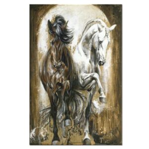 Tableau Chevaux Noir et Blanc