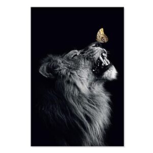 Lion Tableau sur Fond Noir