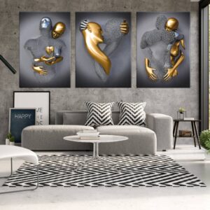Tableau Moderne pour Salon "Black and Gold"